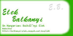 elek balkanyi business card